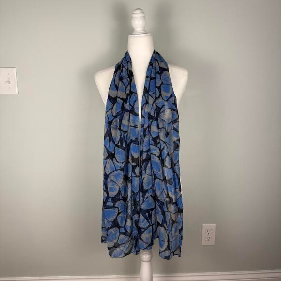 Blue sheer butterfly scarf shawl from brooks brothers - Picture 6 of 8